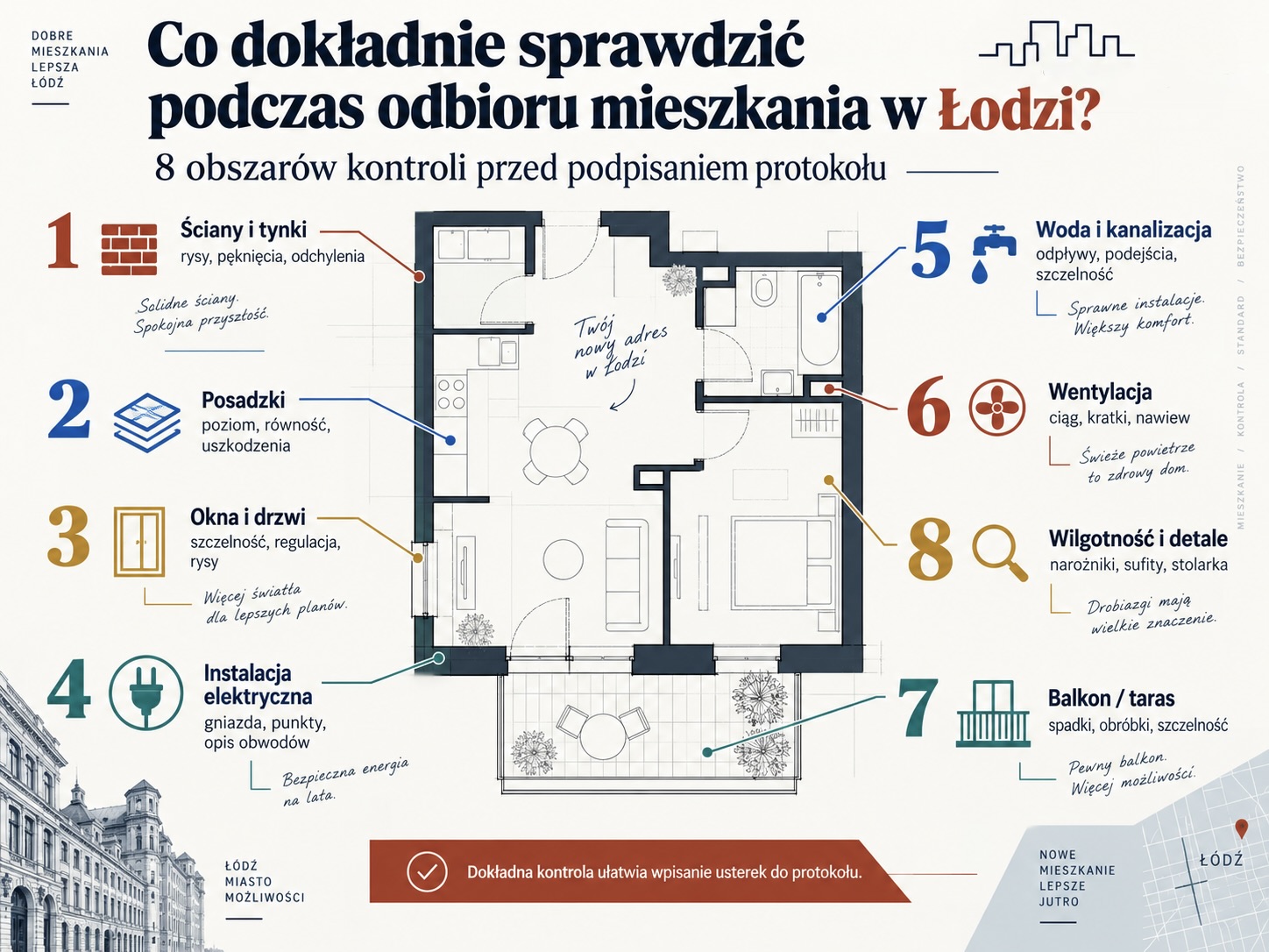 Osiem obszarów kontroli mieszkania przed podpisaniem protokołu